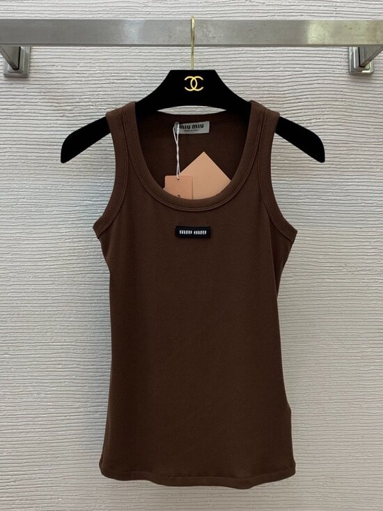Miu Miu Tops - Miu Miu BrownTank Top with Logo